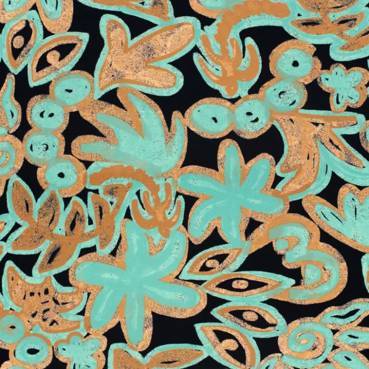 Viscose tricot bedrukt bloemen mint - My Image